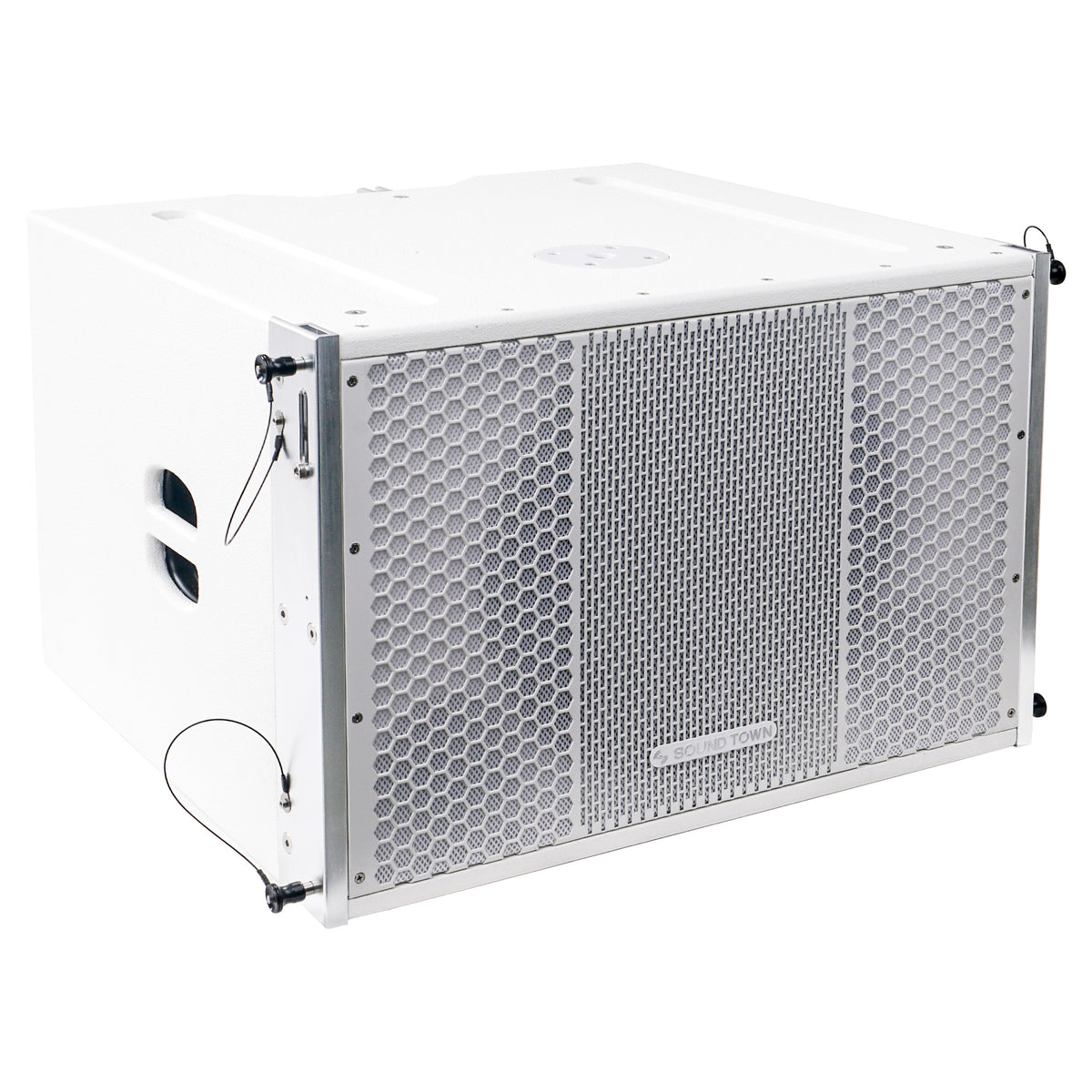 White 15-inch Powered Line Array Subwoofer with Four 2 X 5-inch Line Array Speakers J63070