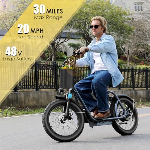 800w Electric Scooter with 20" Fat Tire, 20 MPH Top Speed, 30 Miles Range, Foldable E665863