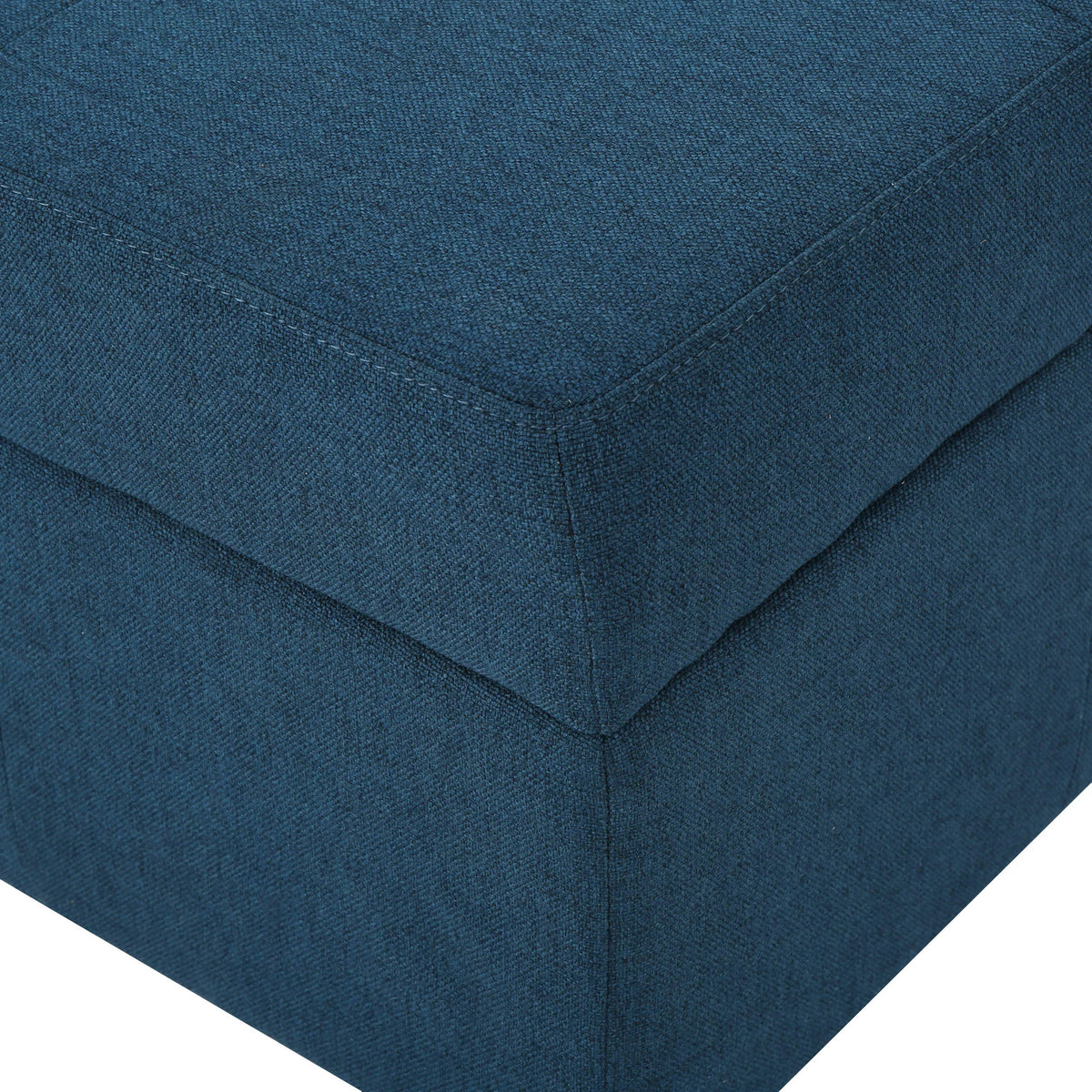 Navy Blue Tufted Fabric Storage Ottoman with Rolling Casters V364