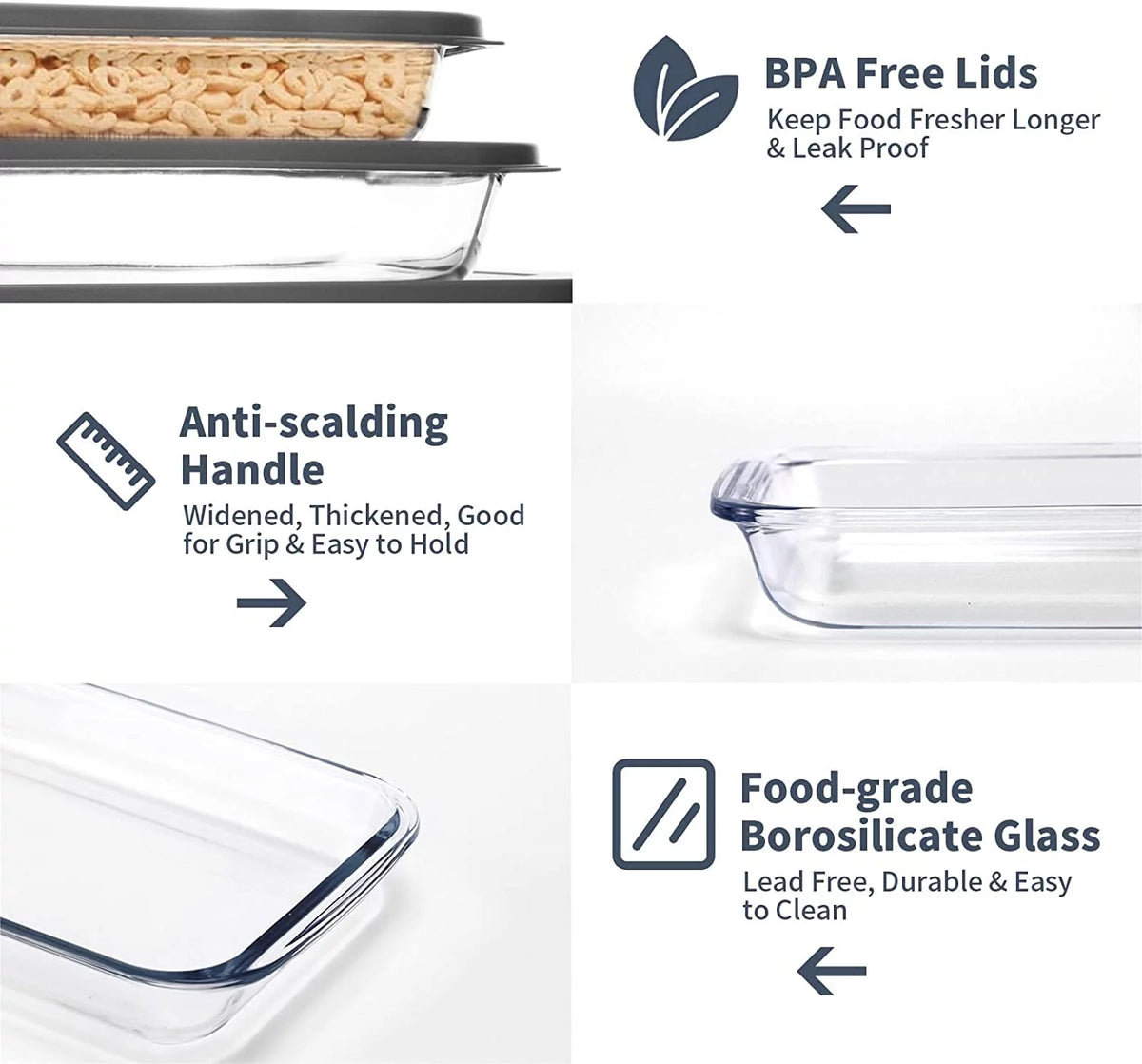 8 Piece Rectangular Glass Baking Dish Set F94866