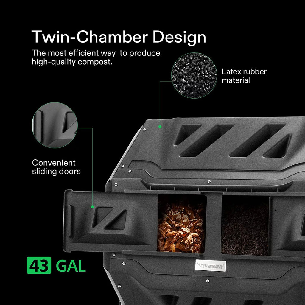 Black 43 Gallon Dual Rotating Compost Bin T70392