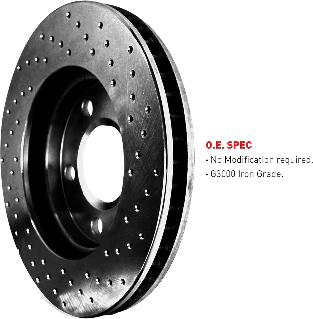 Black Drilled Brake Rotors Kit E3634