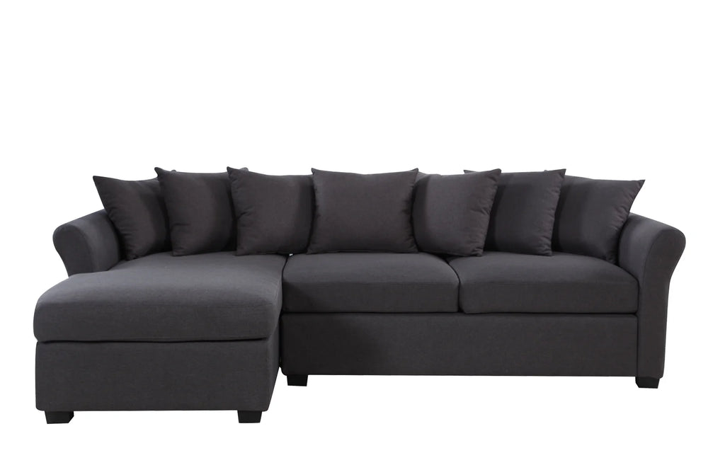 Dark Grey Linen L-Shape Sectional Sofa with Chaise Lounge G690