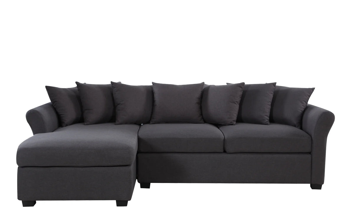 Dark Grey Linen L-Shape Sectional Sofa with Chaise Lounge G690