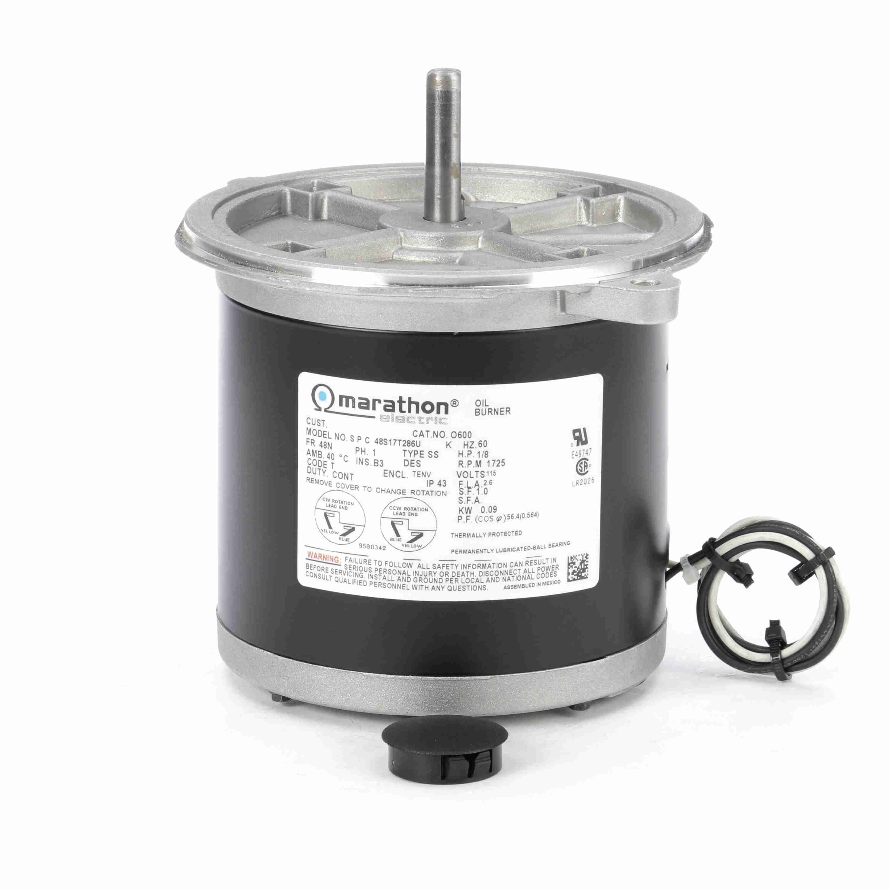 1/8 HP 1725 RPM 115 Volts Oil Burner Motor E464