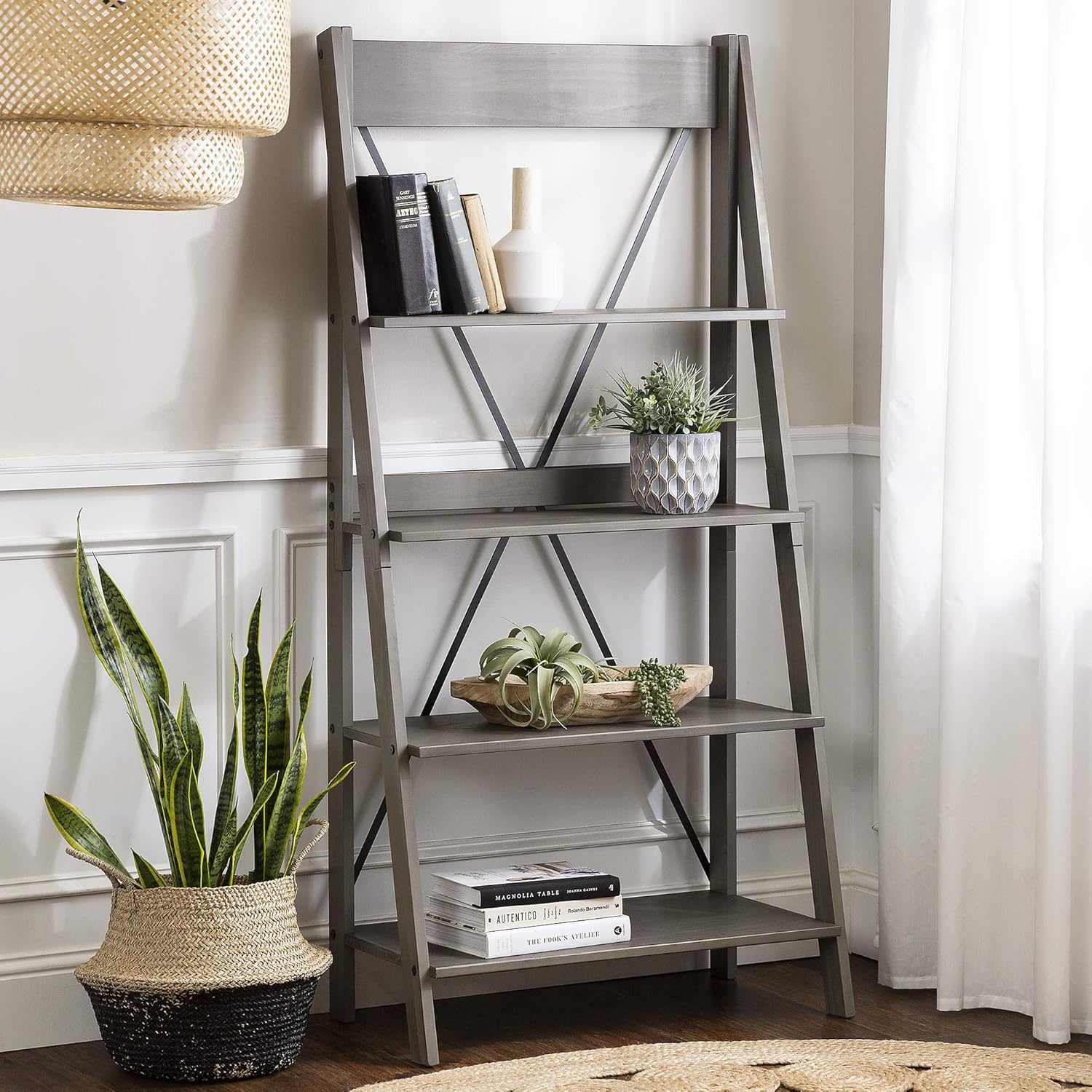 4 Shelves Brown Wood Bookcase B341