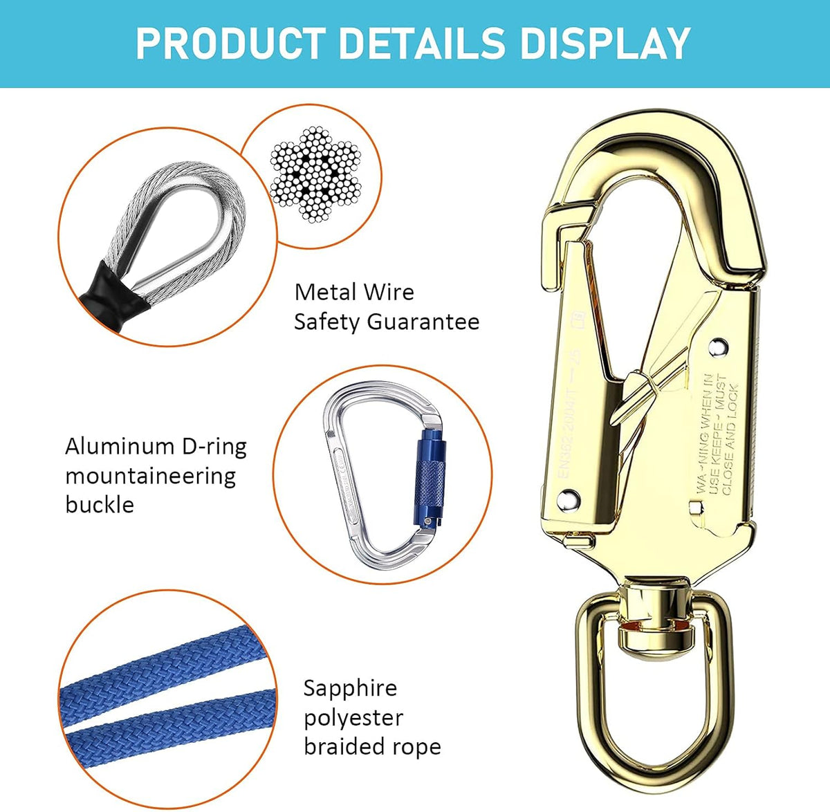 Blue Adjustable Tree Lanyard with Double Lock Carabiner, Pack of 2 X730186