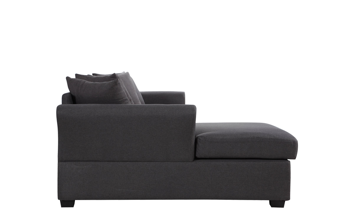 Dark Grey Linen L-Shape Sectional Sofa with Chaise Lounge G690
