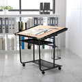 Adjustable Drawing and Drafting Table with Black Frame and Dual Wheel Casters U673962