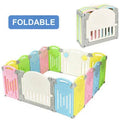 14 Panel Foldable Baby Playpen Safety Play Yard with Lock Door V498