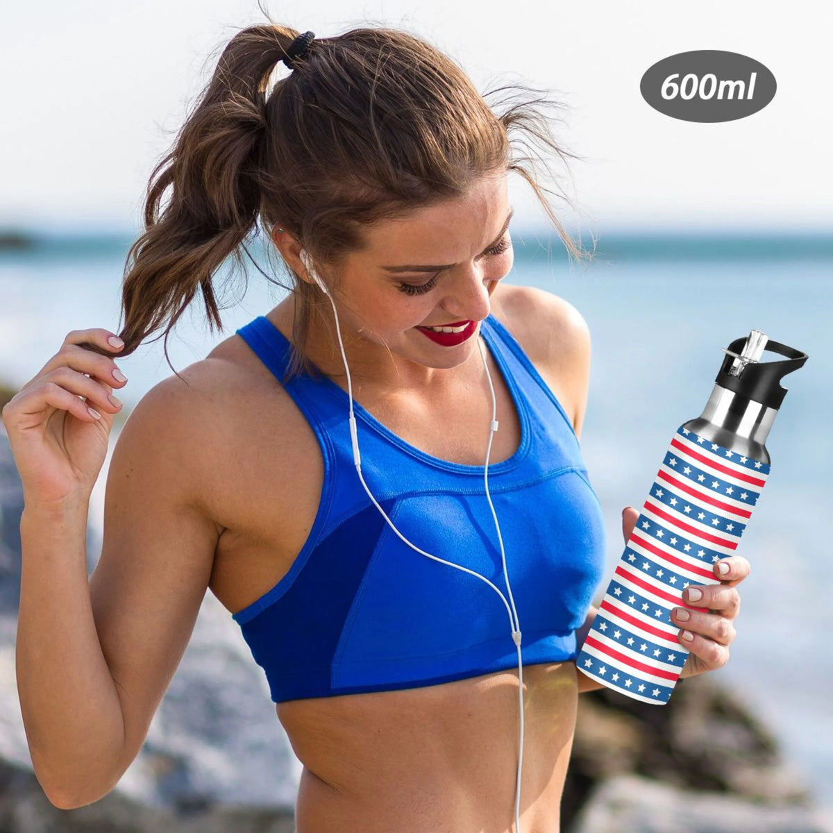 Stainless Steel Vacuum Insulated Water Bottle with Straw Lid 20 OZ E357