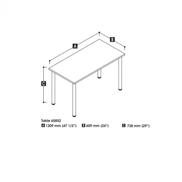 24x22 x 48x22 Table with Square Metal Legs in Black W348227