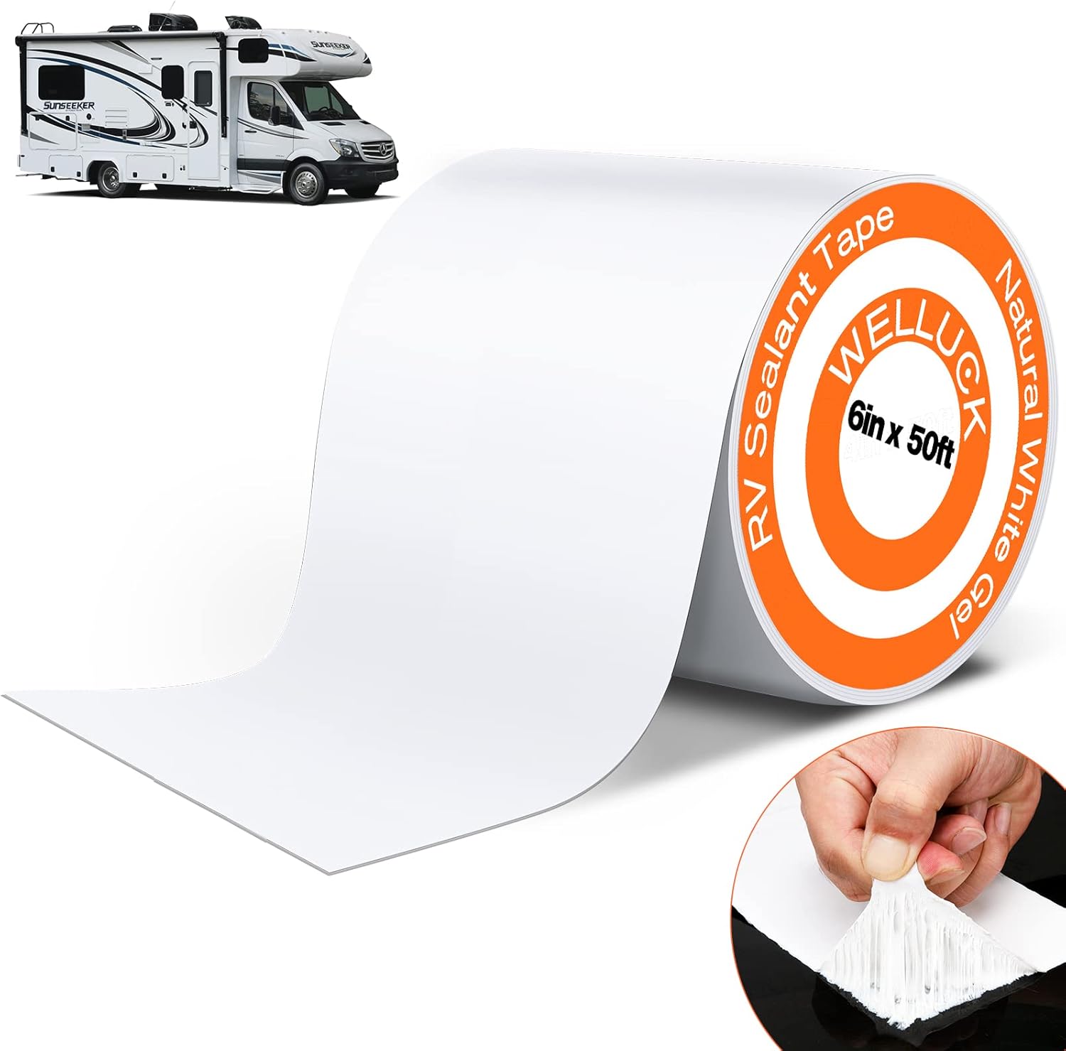 6 Inch X 50 Foot Natural White RV Tape Pack of 2 O209124