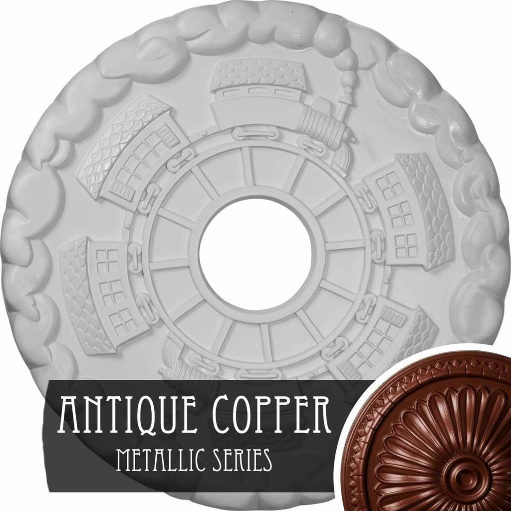 18 1/2x22OD x 3 7/8x22ID x 1x22P Hand-Painted Platinum Ceiling Medallion D27741