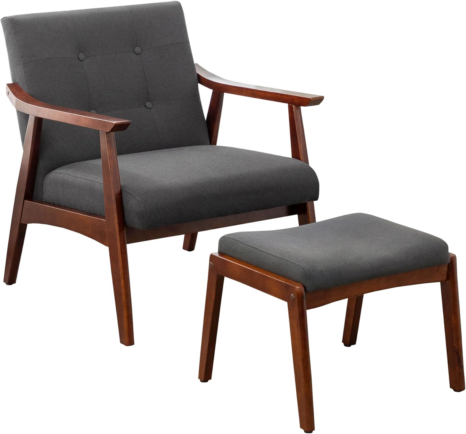 Accent Armchair and Ottoman Set, Dark Gray Fabric L92472