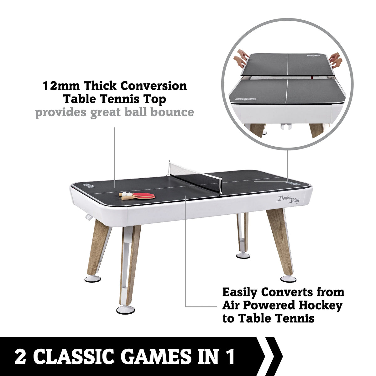 72 inch Air Powered Hockey Table with Table Tennis Top Q5121