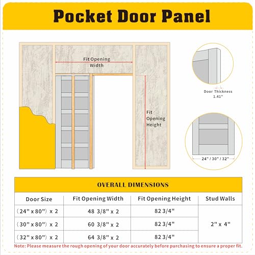 White Primed Double Sliding Pocket Door 60" x 80" with 5 Lites Tempered Frosted Glass Panels P949