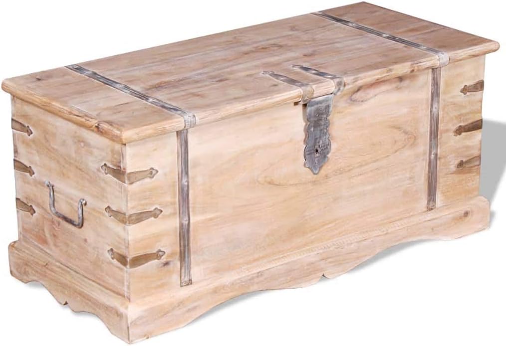 Rustic Brown Acacia Wood Storage Chest Set of 2 N5116