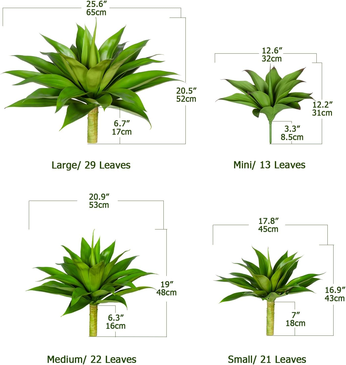 2 Pack 28" UV Resistant Artificial Agave Plants A5478