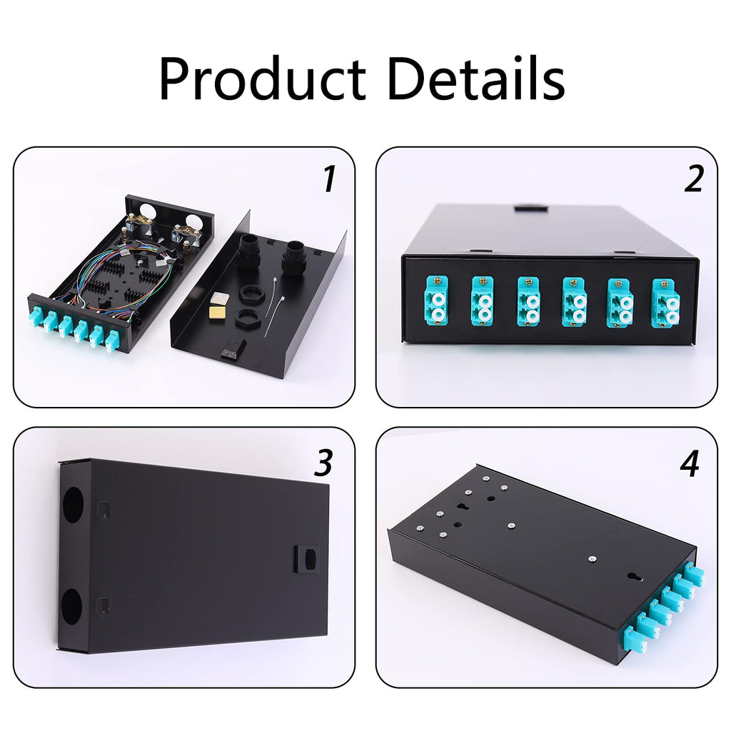 12 Port Wall Mount Fiber Enclosure with Spool OM3 Multimode LC-UPC Kit A32774