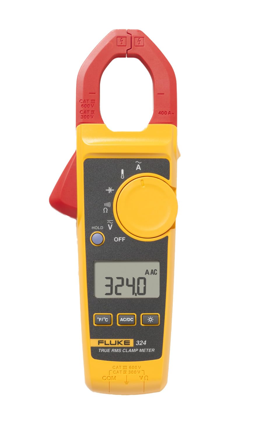 True-RMS Clamp Meter with Temperature & Capacitance, AC Current Up To 400 A, AC/DC Voltage Up to 600 V, Backlit Display, Resistance Up To 4000 Ohms Y1482