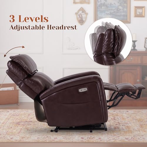 Leather Power Lift Recliner Chair with Heat & Massage E7633