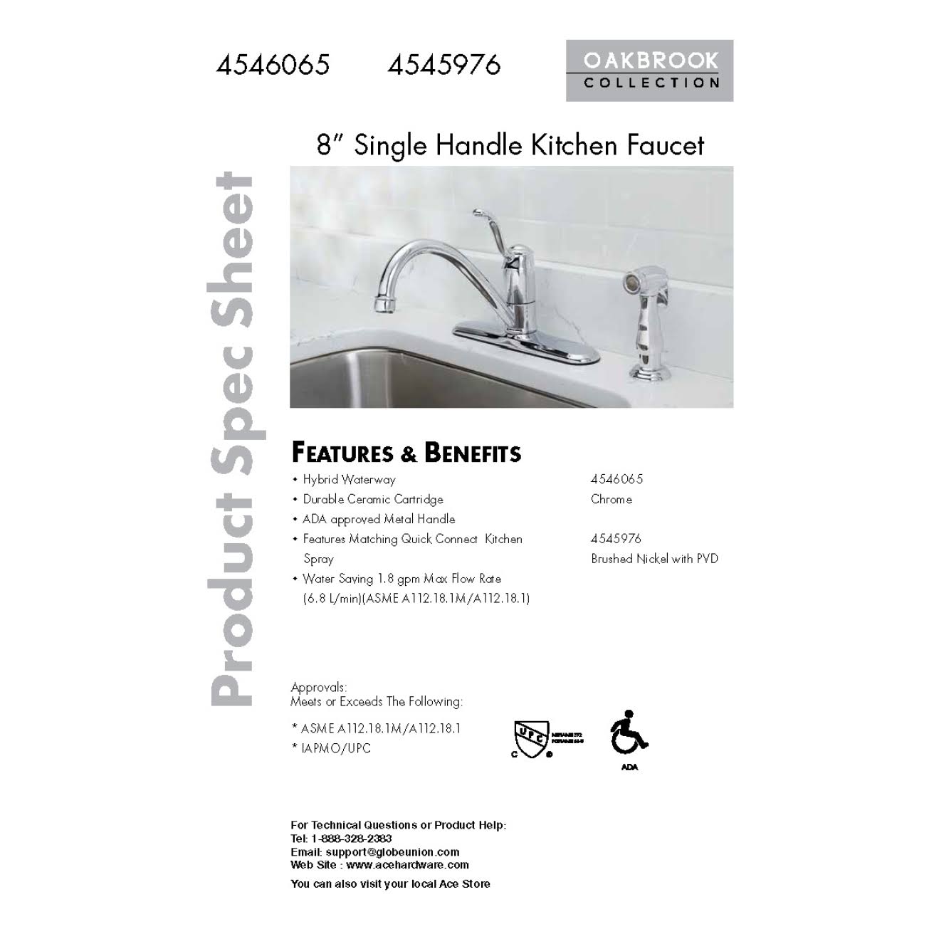 Chrome Kitchen Faucet with Side Sprayer Q9468