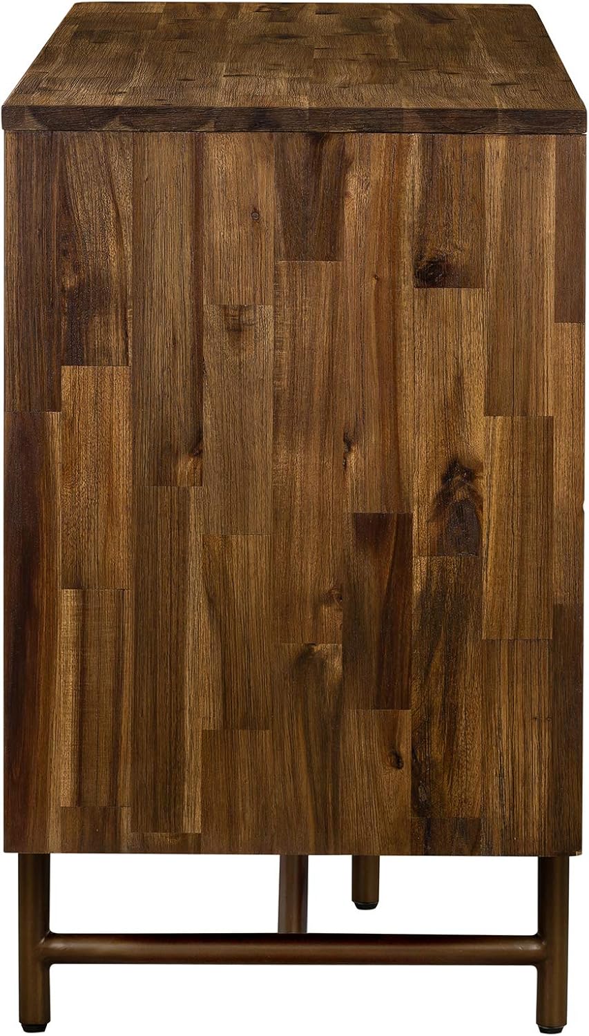 Mixed Wood Dining Buffet Cabinet Credenza Storage 62 Wide Matte Brass V52736