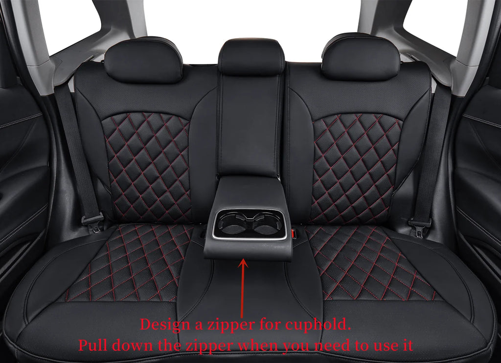 Black/Red Leatherette Full Set Car Seat Covers T93638