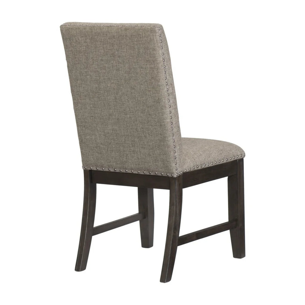 Brown Fabric Padded Side Chair with Nailhead Trim R527