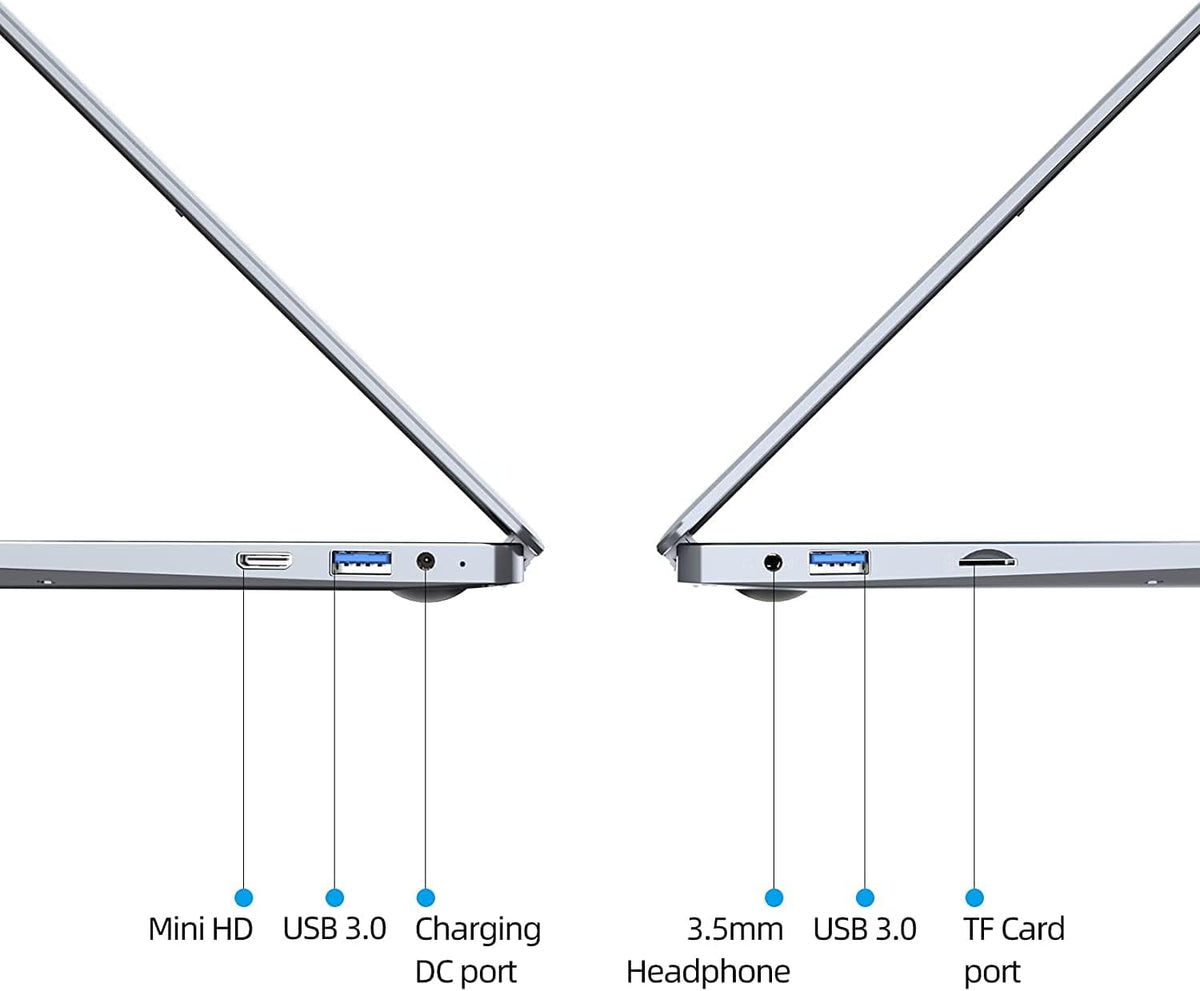 13.3 inch 8GB RAM 256GB ROM Celeron Windows 10 Thin and Light Laptop, Full HD 1080P Display, Gray W75151