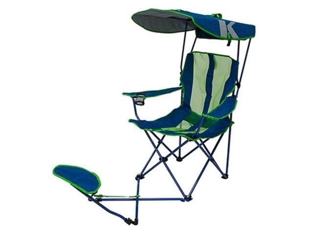 Navy Blue/Lime Green Canopy Camping Chair with Ottoman B7385