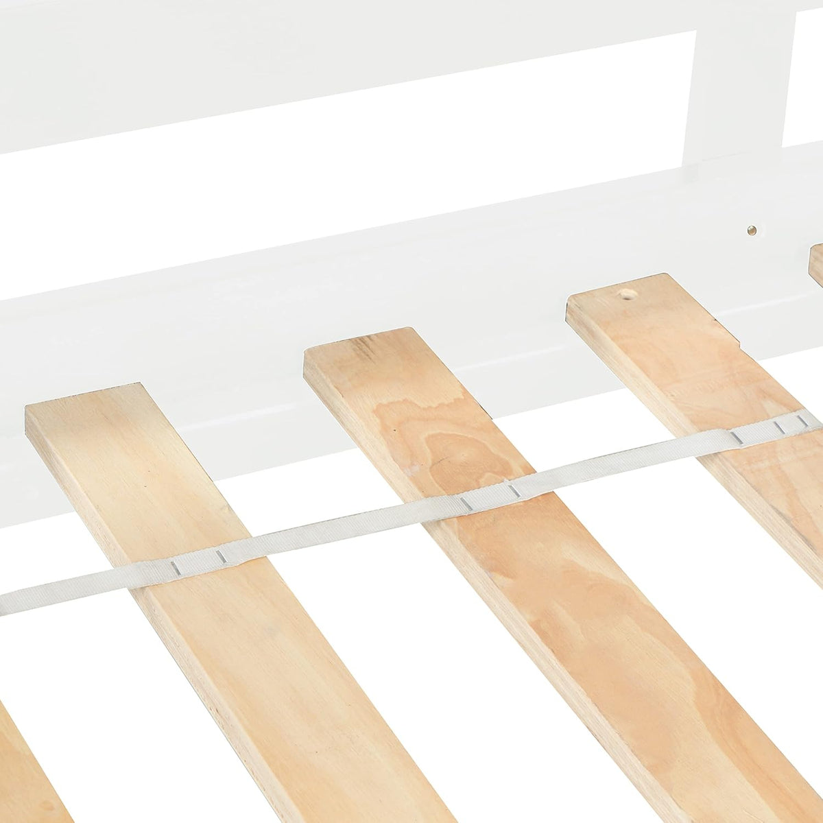 White Twin Over Twin Loft Bed Wooden Bed Frame with Safety Guardrail and Ladder I972
