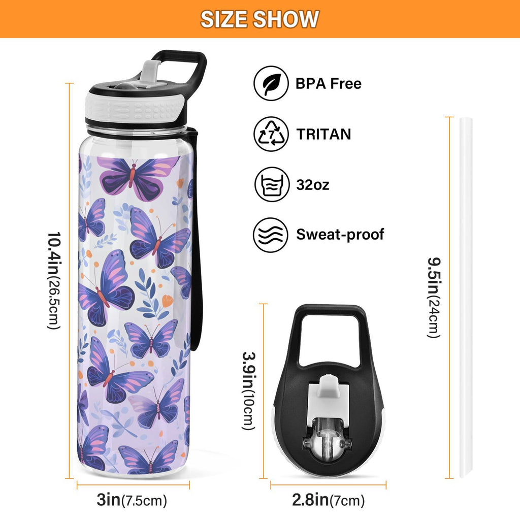 Purple 32oz Tritan Leakproof Water Bottle with Straw X1472