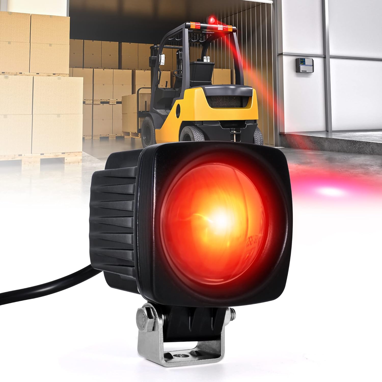 LED Forklift Safety Lights Red DC 12-100V 10W Pack of 2 H1140