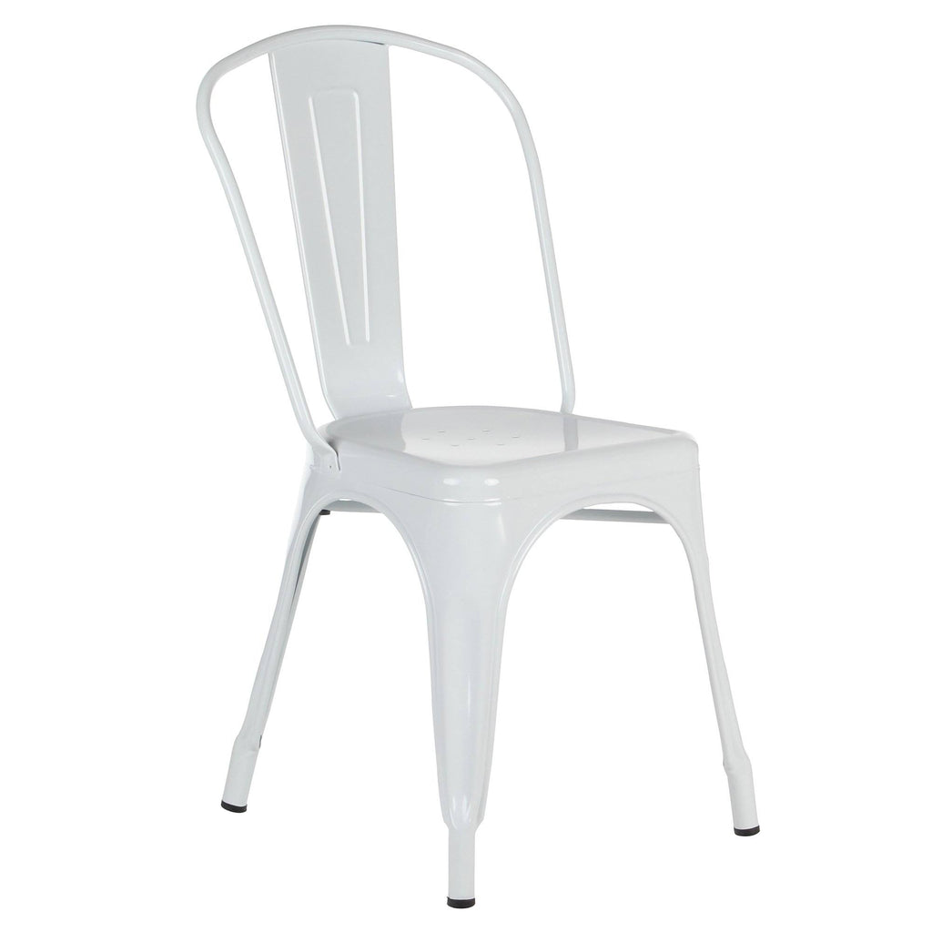 White Metal Tolix-Style Side Chair A168784