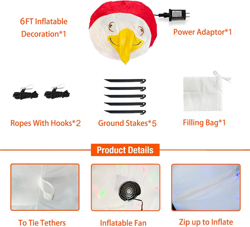 7.2FT Inflatable American Bald Eagle with LEDs E416692