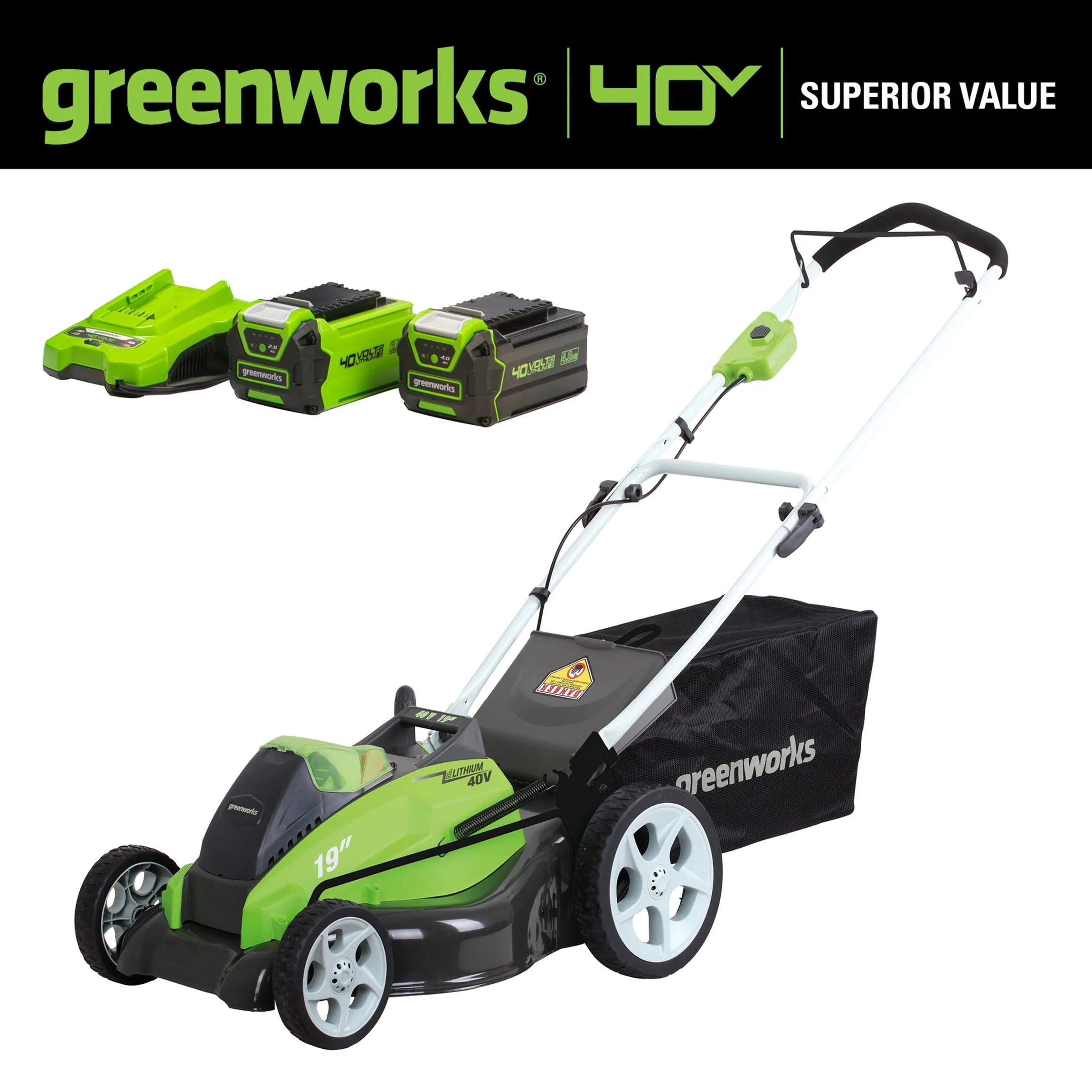 40V Brushless Walk-Behind Lawn Mower with 4.0 Ah Battery & Charger N6893