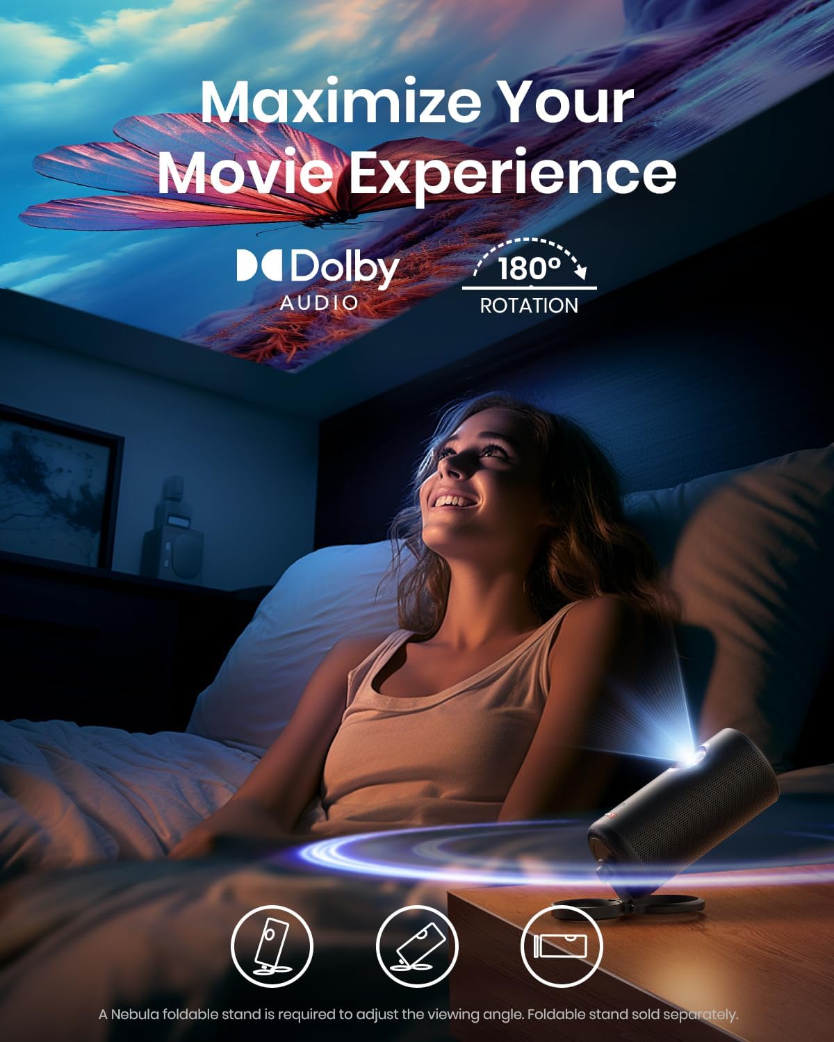Mini Smart TV Projector with wifi and bluetooth, Laser Projector, 2.5H Built-in Battery F159