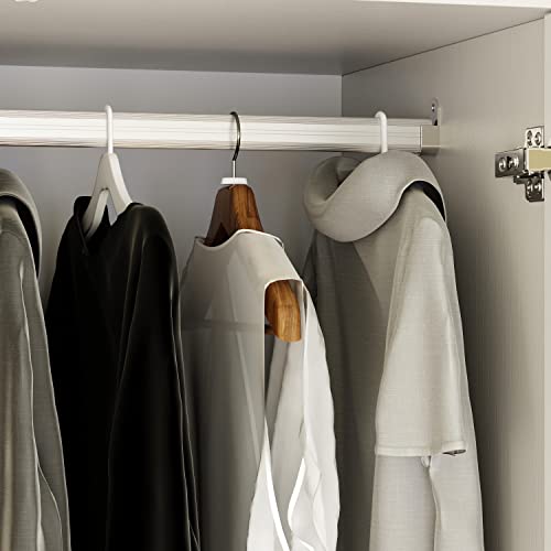 White 5 Drawer Wardrobe with Shelves and Hanging Rod G9085
