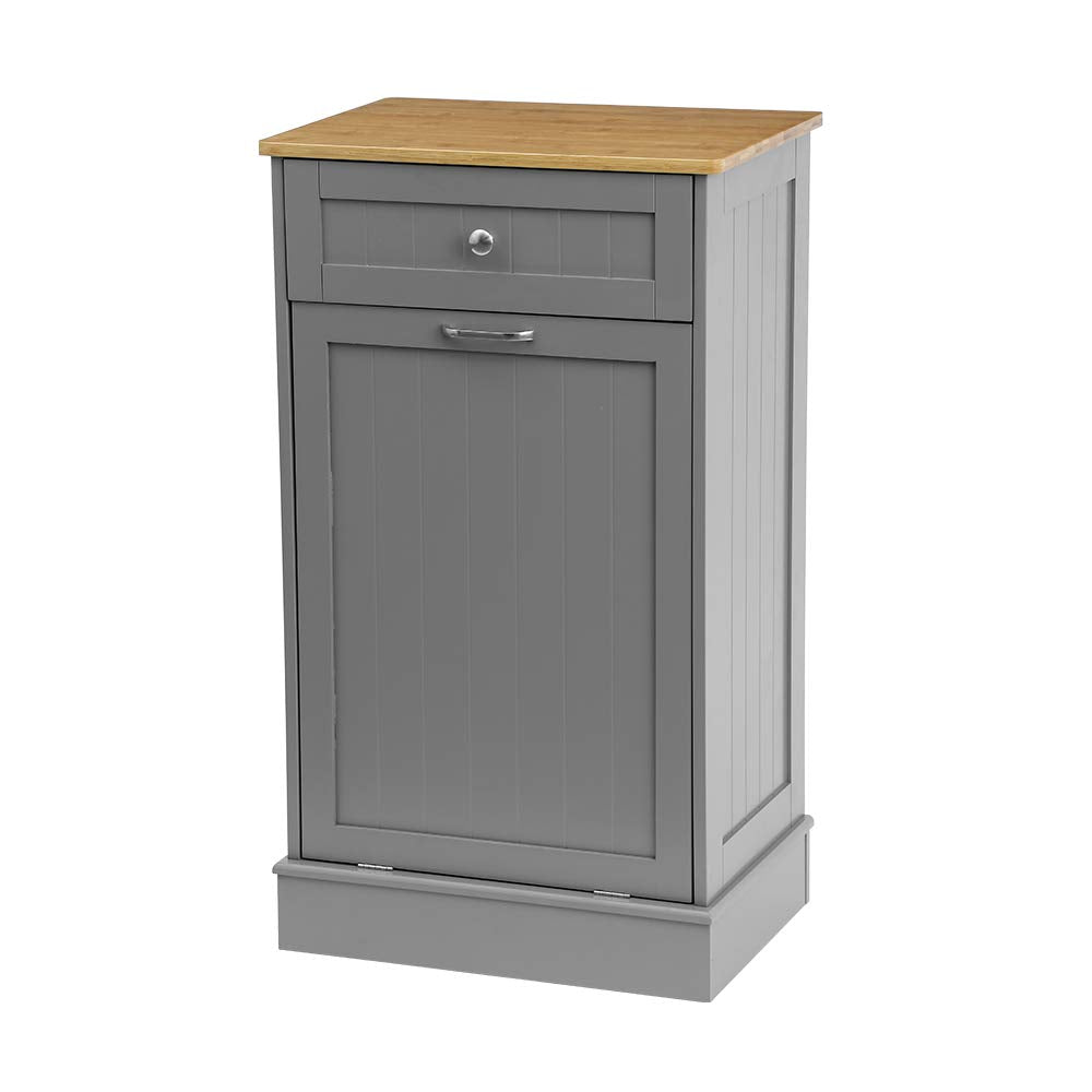 Black Wooden Tilt Out Trash Cabinet with Hideaway Drawer T494337