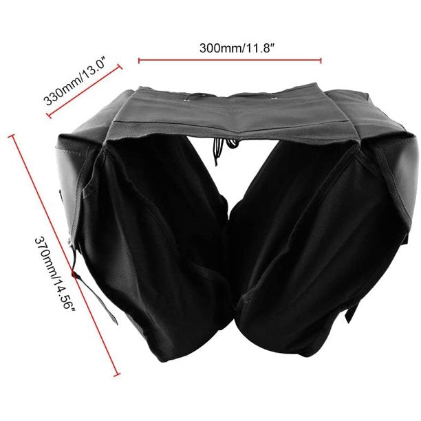 Black Canvas Motorcycle Saddle Bag U6933