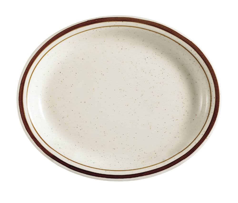 Brown Speckled Stoneware Oval Platter, Box of 24 S370378