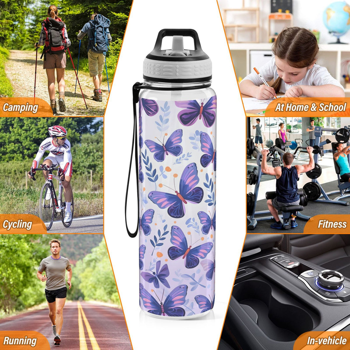 Purple 32oz Tritan Leakproof Water Bottle with Straw X1472
