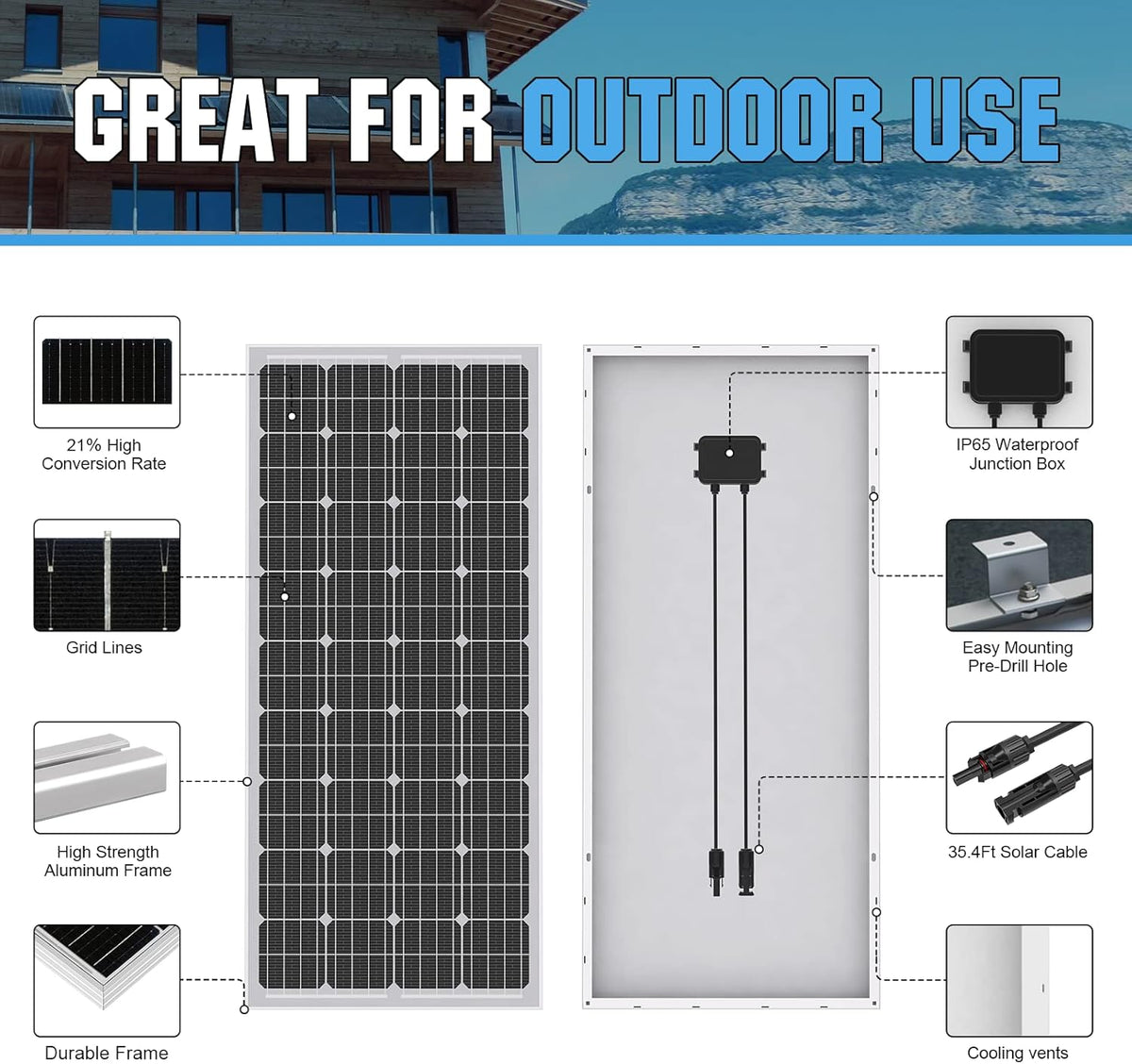 195 Watt 12 Volt Monocrystalline Solar Panel Module D434476