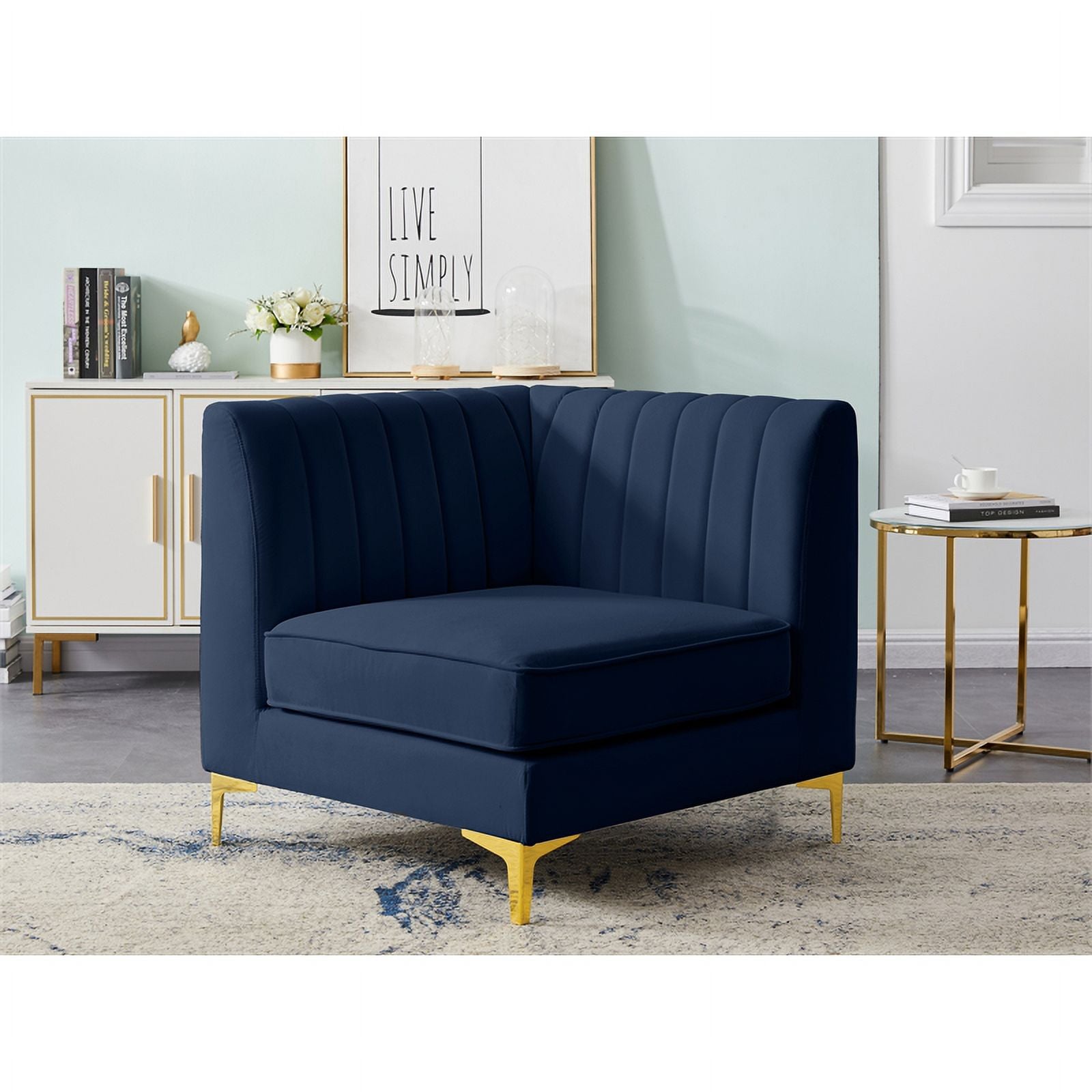 Navy Velvet Corner Chair E420761