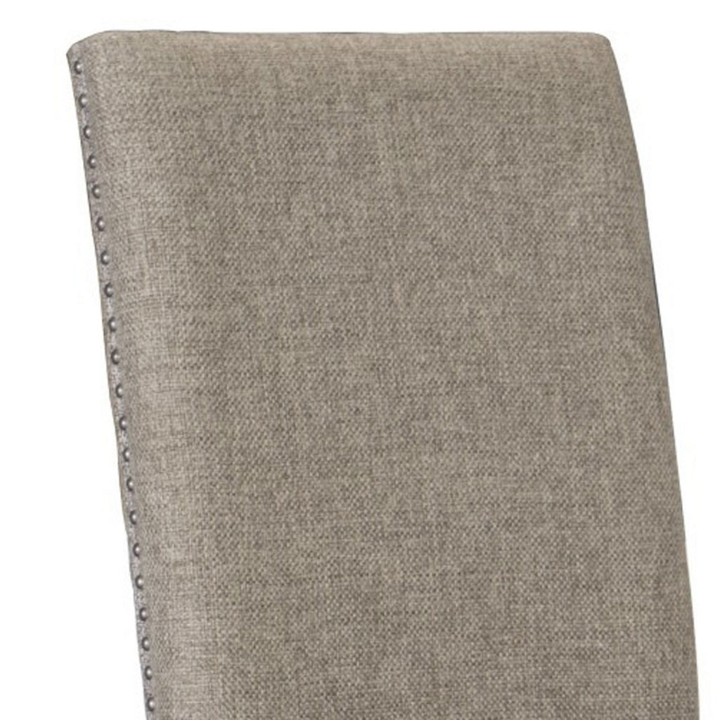 Brown Fabric Padded Side Chair with Nailhead Trim R527