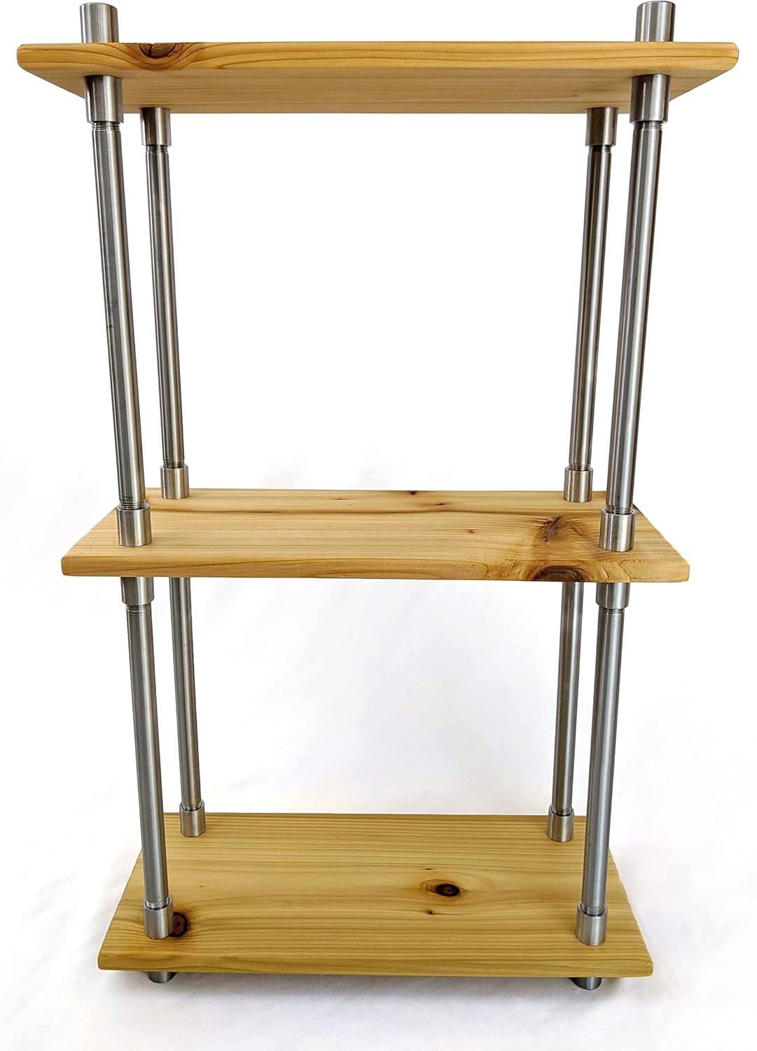 Solid Cedar Wood Stainless Steel Metal Bookcase 16 Inch Wide F81631