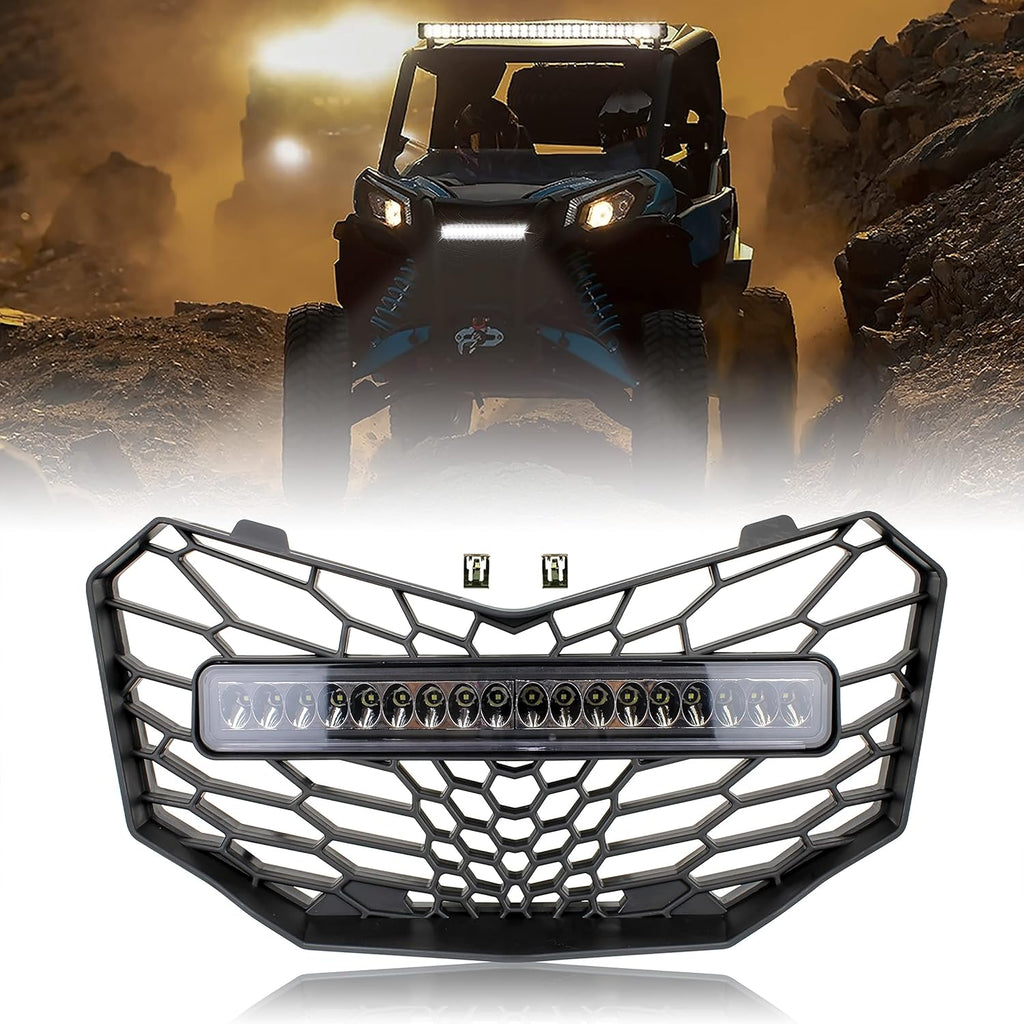 Front Mesh Grille with LED Light Bar for Can-Am Maverick Trail Sport Max 2018-2021 Y645930