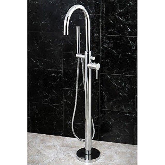 Polished Chrome Floor Mount Tub Filler with Hand Shower E31541